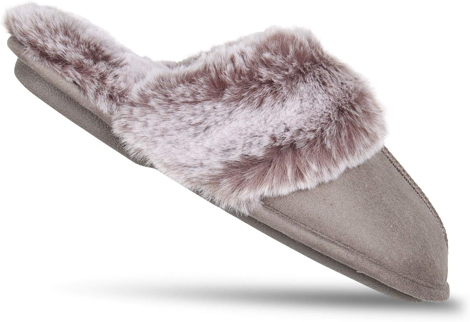 Women'S Comfy Faux Fur House Slipper Scuff Memory Foam Slip on Anti-Skid Sole